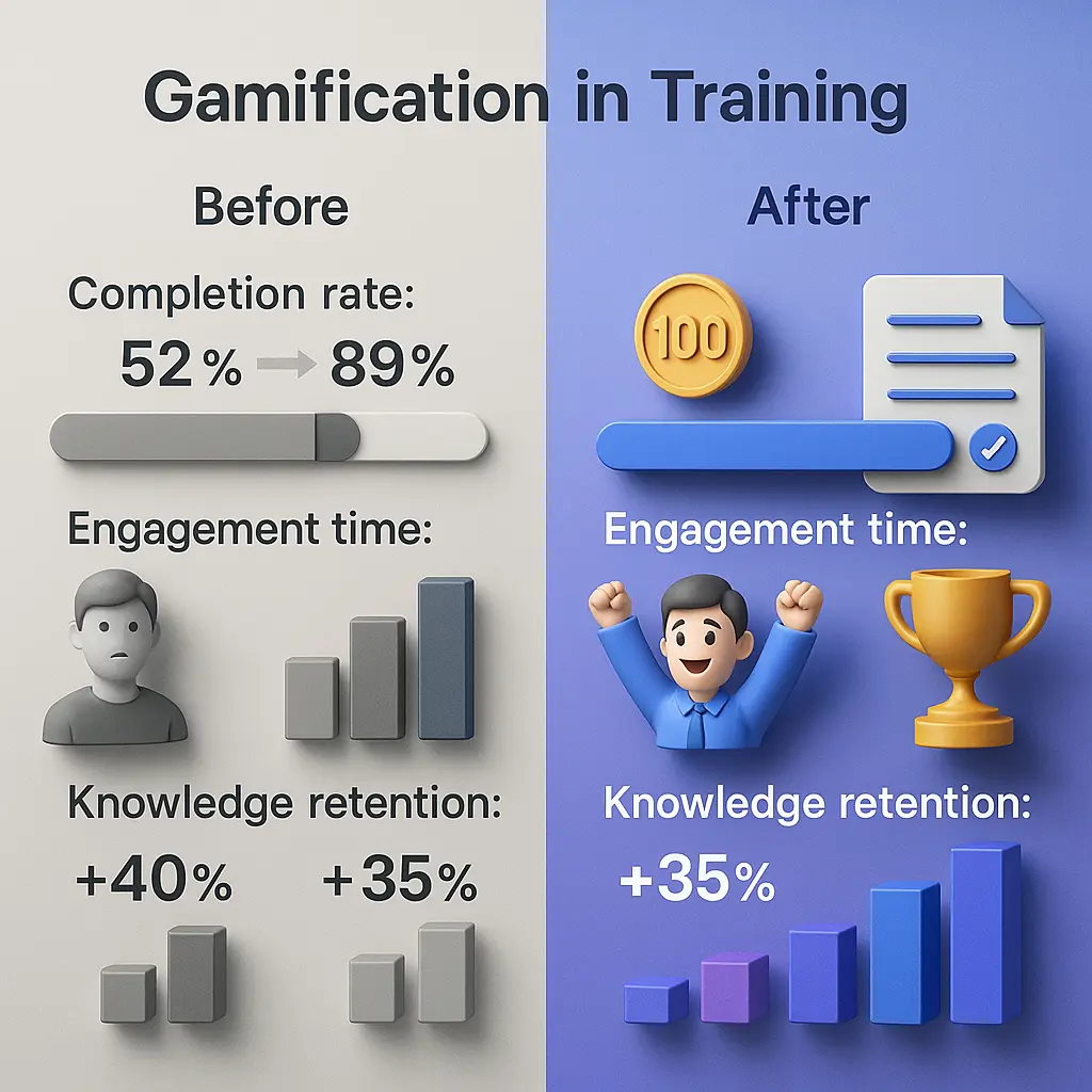Before and after results of Gamification in Training.