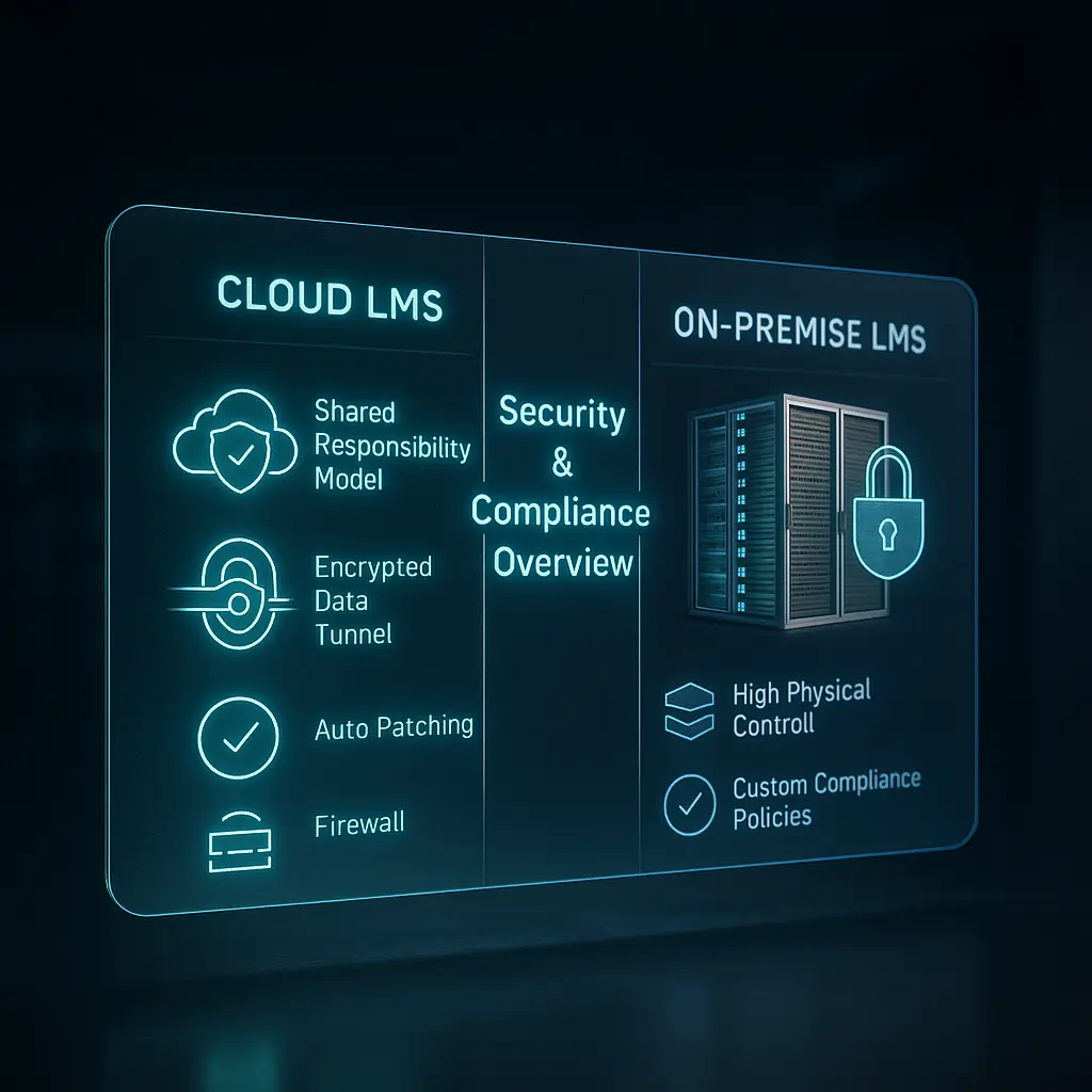 Cloud vs On-Premise LMS for SMEs security and control comparison.