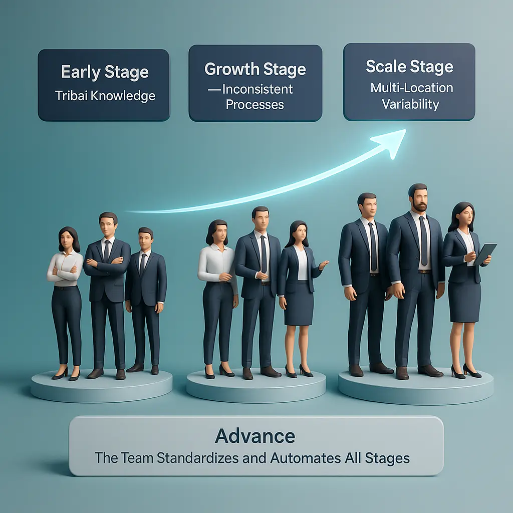 Infographic explaining automated onboarding workflows powered by scalable training software for SMEs